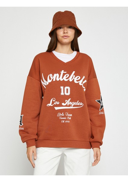 Kolej Baskılı Sweatshirt Oversize modelleri
