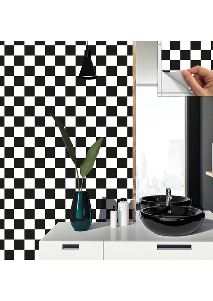 Kendinden Yapışkanlı Dama Desenli Pvc Karo 30x30 Cm 4 Adet 0,36 m2