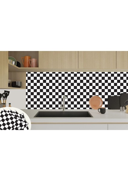 Kendinden Yapışkanlı Dama Desenli Pvc Karo 30x30 Cm 4 Adet 0,36 m2