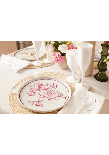 Lucra Charm Collection Düz Servis Tabağı Set 25 cm