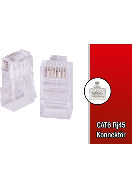 Cat6 Utp Q-J650 RJ45 100LÜ Paket Plastik Konnektör