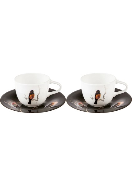 Fine Pearl Grace Black 2 Kişilik Kahve Fincan Takımı 100 ml