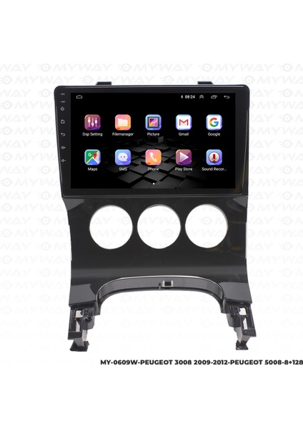 Peugeot Partner Tepee Android Carplay Multimedya Navigasyon Ekran Teyp 8GB+128GB