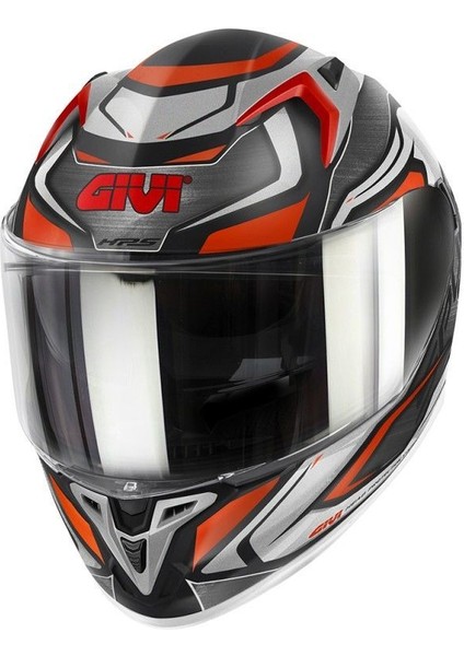 Gıvı 50.9 Atomıc Mat Siyah-Gri-Kırmızı Kask (Gri+Şeffaf Cam)