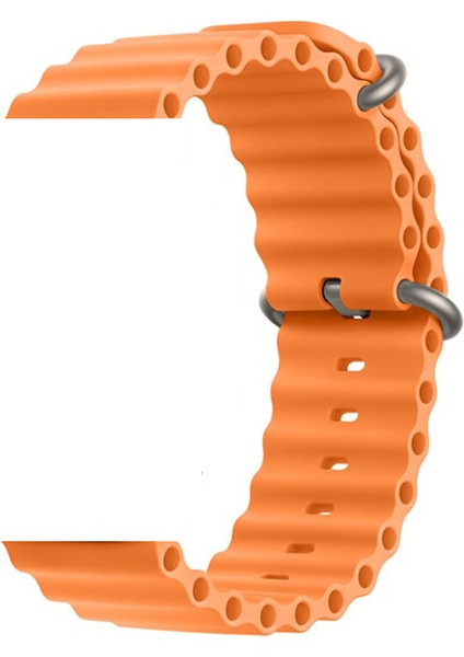 Apple Watch 7 45MM Kordon Yeni Dizayn Silikon HS05 Turuncu