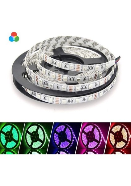 Şerit LED Işık Iç Ortam Rgb Çok Renkli 12 Volt 5 Metre