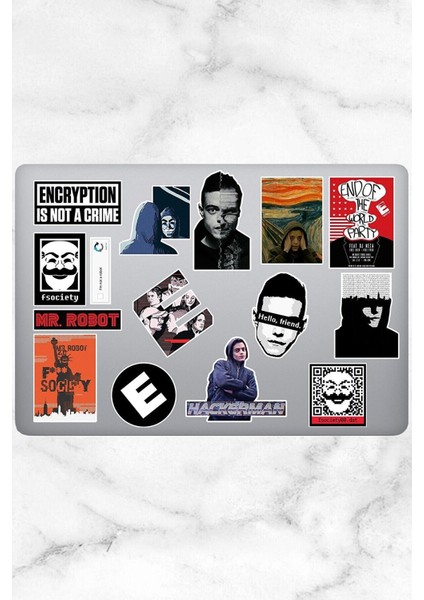 Kt Grup Mr. Robot Temalı Laptop Notebook Tablet Sticker Seti 15 Adet