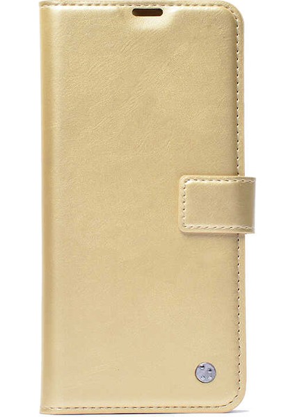 Case Street Casestreet Apple iPhone 14 Pro Kılıf Kar Delüx Cüzdan Kartvizitli Standlı Kopçalı Gold