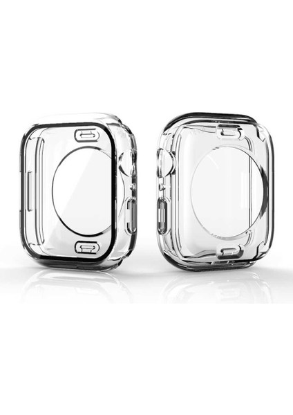 Casestreet Apple Watch Series 8 41MM Kasa ve Ekran 360 Derece Koruma Sert Silikon Gard 12 Renksiz