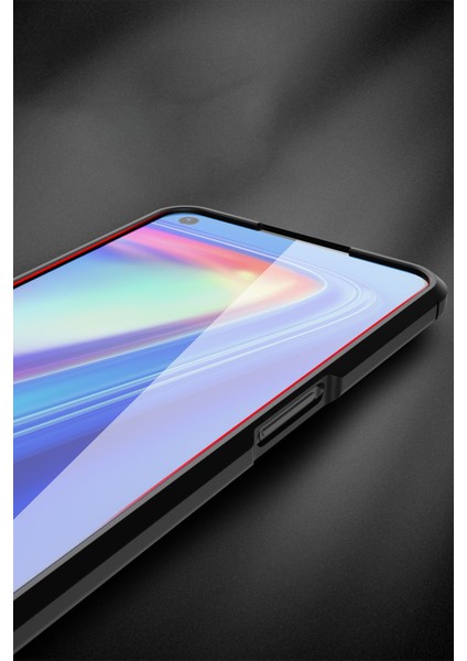 Realme 7 Kılıf Focus Derili Silikon - Kırmızı