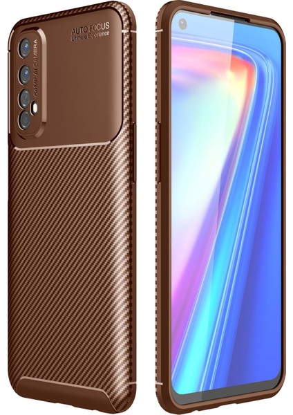 Realme 7 Kılıf Focus Karbon Silikon - Kahverengi