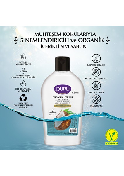 Organik Hindistan Cevizli Sıvı Sabun 1,5Lt fiyatları