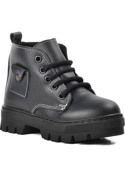 Arz 2301003-P Lacivert Içi Kürklü Fermuarlı Çocuk Bot