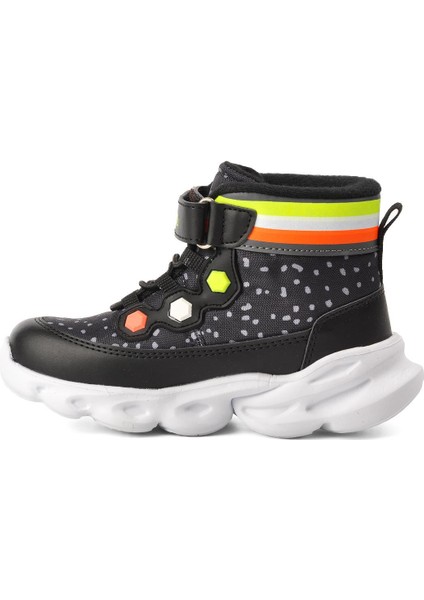 1342-P Siyah-Fosfor Sarı Kız Çocuk Sneaker Bot
