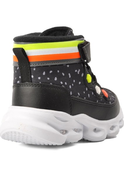 1342-P Siyah-Fosfor Sarı Kız Çocuk Sneaker Bot