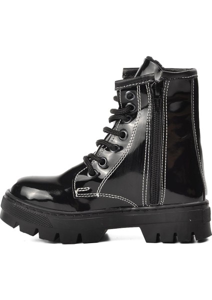 Arz Siyah Rugan Içi Kürklü Fermuarlı Çocuk Bot modelleri