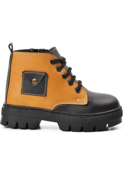 Arz 2301003-P Siyah-Camel Içi Kürklü Fermuarlı Çocuk Bot fiyatları