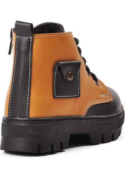 Arz 2301003-P Siyah-Camel Içi Kürklü Fermuarlı Çocuk Bot fırsatları