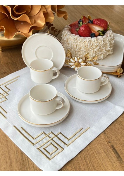 Türk Kahve Fincanı Modern Gold 6 Kişilik 12 Parça