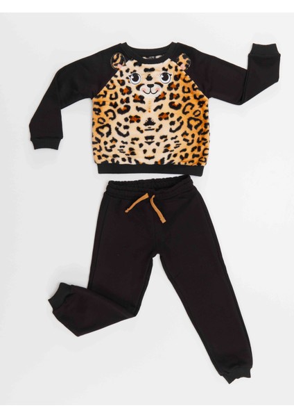 Peluş Leopar Kız Çocuk Eşofman Takım modelleri
