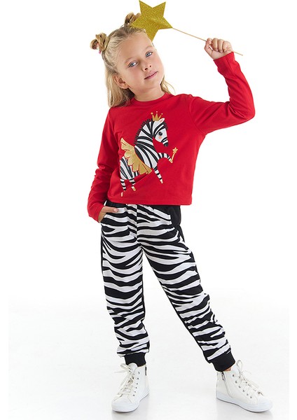 Balerin Zebra Kız Çocuk T-Shirt Pantolon Takım