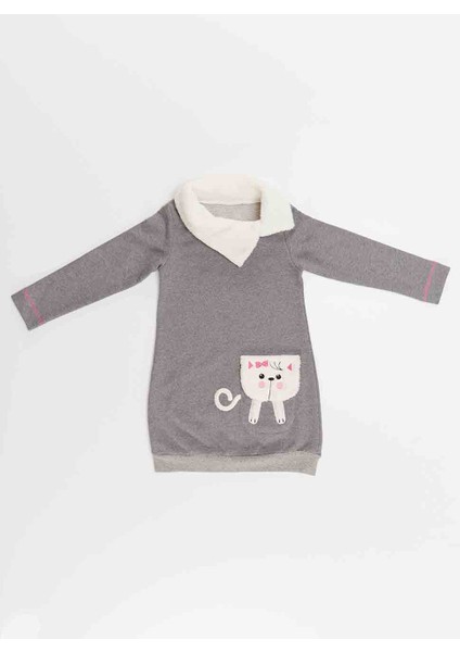 Şal Yaka Kedi Cepli Kız Çocuk Elbise modelleri