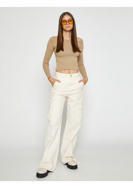 Crop Triko Kazak Kayık Yaka Uzun Kollu fiyatları