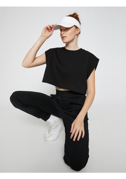 Crop 3 İplik Spor Sweatshirt Şardonlu