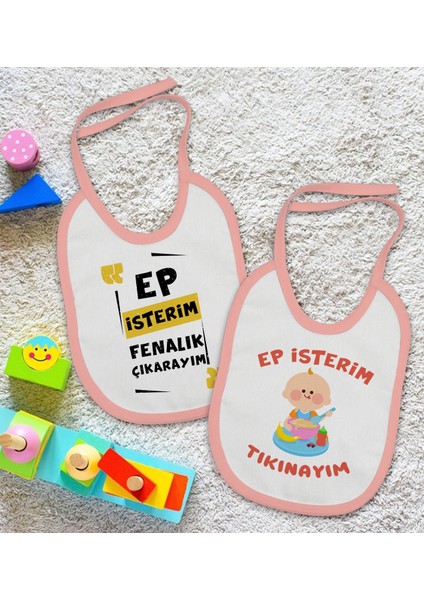 Kids Ep Isterim Tasarımlı 2’li Pembe Mama Önlüğü-2 fiyatları