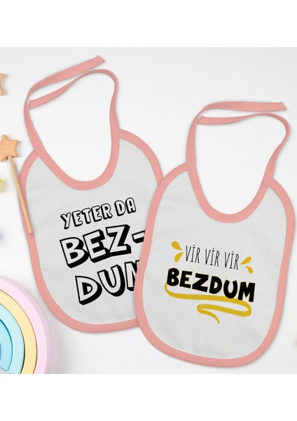 Kids Bezdum Tasarımlı 2’li Pembe Mama Önlüğü-1