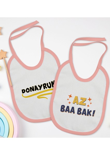 Kids Az Baa Bak ve Donayrum Tasarımlı 2’li Pembe Mama Önlüğü-1