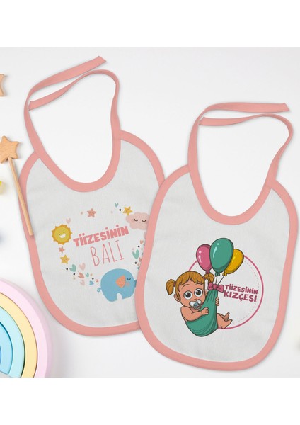 Kids Tiize Tasarımlı 2’li Pembe Mama Önlüğü-1