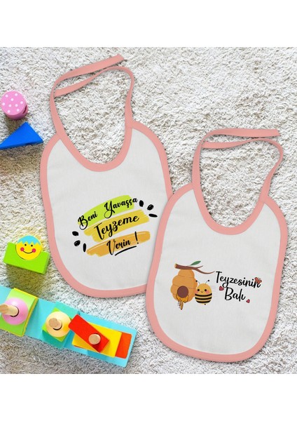 Kids Teyze Tasarımlı 2’li Pembe Mama Önlüğü-2 fiyatları