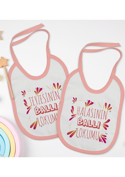 Kids Teyze ve Hala Tasarımlı 2’li Pembe Mama Önlüğü-1
