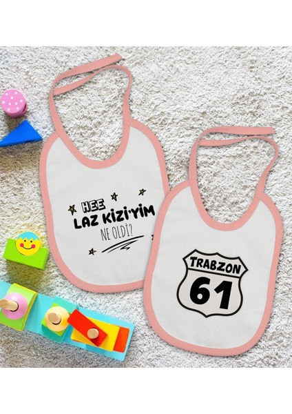 Kids Laz Kızı ve Trabzon Tasarımlı 2’li Pembe Mama Önlüğü-1 fiyatları