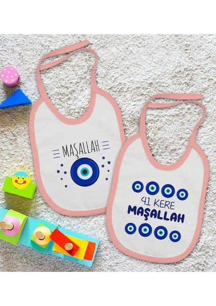 Kids Maşallah Tasarımlı 2’li Pembe Mama Önlüğü-1 fiyatları
