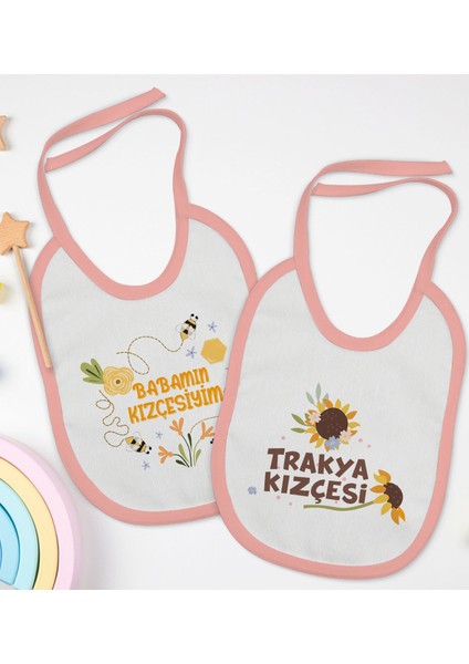 Kids Kızçe Tasarımlı 2’li Pembe Mama Önlüğü-1