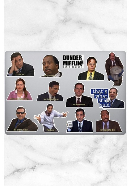 The Office Temalı Defter Ajanda Planner Bullet Journal Laptop Notebook Tablet Sticker Seti 14 Adet