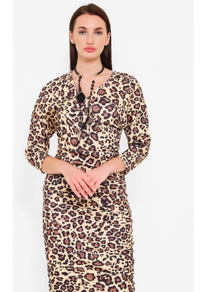Kadın Uzun Kollu Desenli Elbise