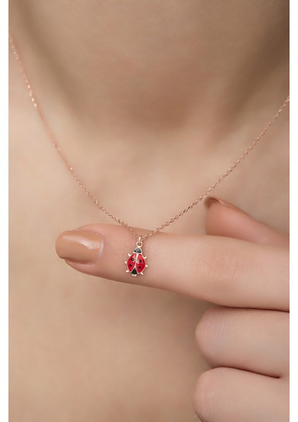 925 Ayar Gümüş Kırmızı Mineli Minik Uğur Böceği Kolye fiyatları