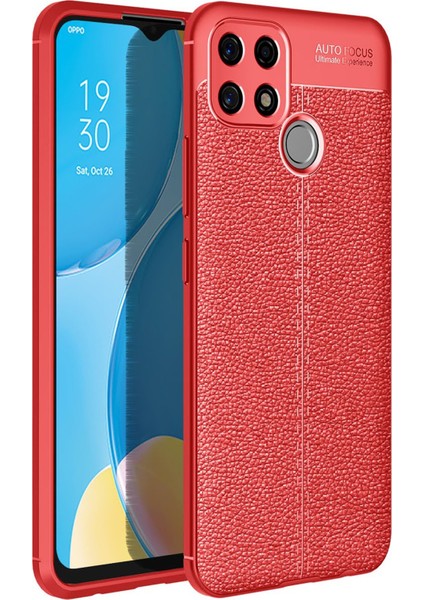 Oppo A15 Kılıf Focus Derili Silikon - Kırmızı 300099 fiyatları