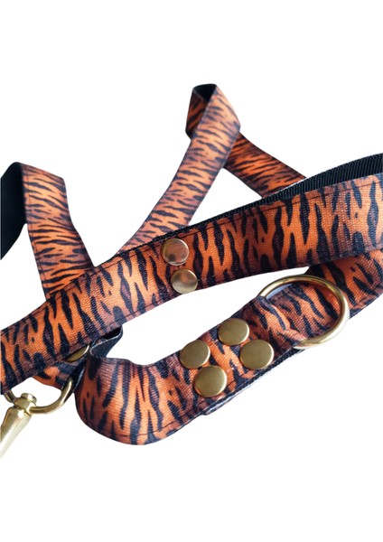 Köpek gezdirme tasması orta ırk destekli kolon kaplan desen genişlik:2,5cm uzunluk:120cm dog leash B4-1 indirimleri