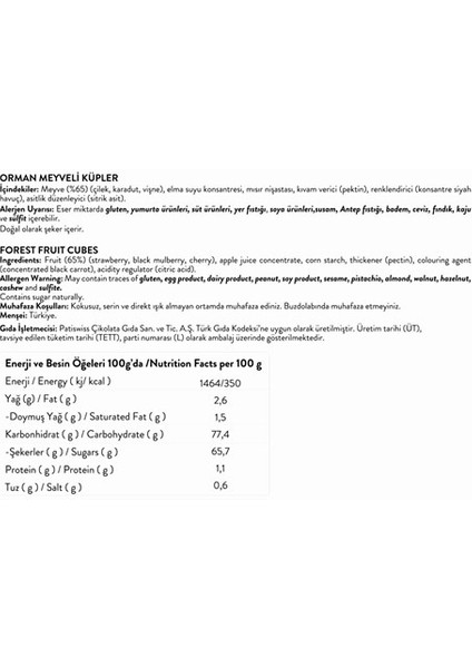 Karışık Meyve Küpleri 56g x 3 Adet indirimleri
