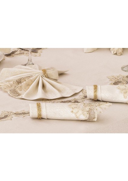 Anka Güpürlü Keten Krem Sofra Takımı 8 Kişilik 160X230 cm 17 Prç - 1219 indirimleri