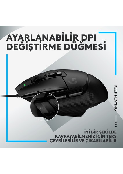 G G502 X Kablolu HERO 25K Sensörlü Yüksek Performanslı Oyuncu Mouse - Siyah