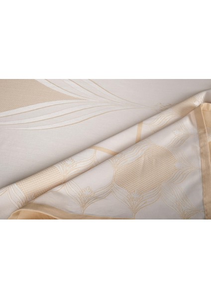 Aslı Lüx Jakar Tp Polycotton Kumaş Bej Masa Örtüsü 160 x 220 cm - 1225