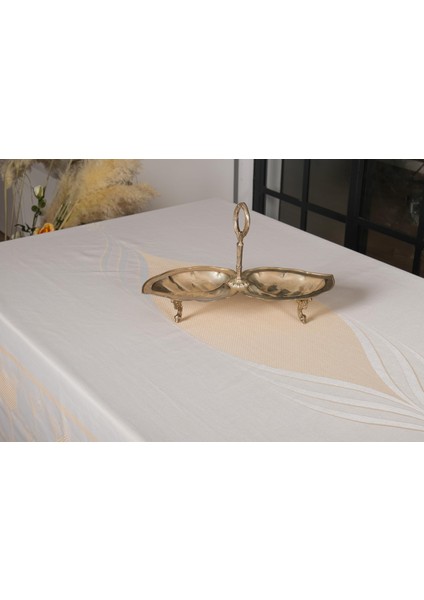 Aslı Lüx Jakar Tp Polycotton Kumaş Bej Masa Örtüsü 160 x 220 cm - 1225