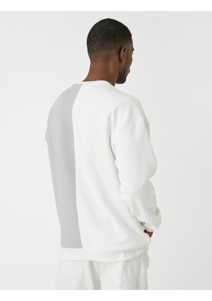 Slogan Baskılı Sweatshirt Şardonlu Bisiklet Yaka fırsatları