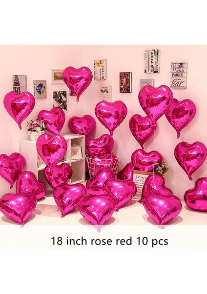 18 Inç Pembe Kalp Balon Aşk 10 Lu