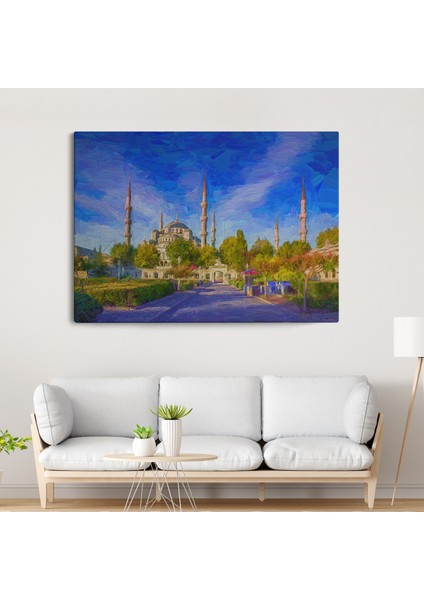 Sultan Ahmet Camii Yağlıboya Görünüm Kanvas Tablo ( Tek Parça )